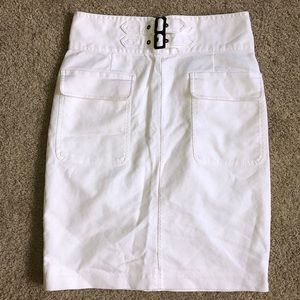 White Pencil Skirt with adjustable front buckle